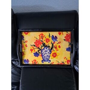 Wooden tea serving Floral tray 18x12